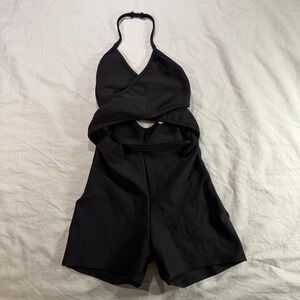 Bluewater Brooklyn Uni Kids Black Halter Biketard Cutout Unitard Large Child
